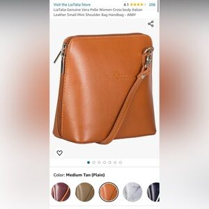 LiaTalia Vera Pelle Cross Body Italian Leather Mini Handbag - Light Tan